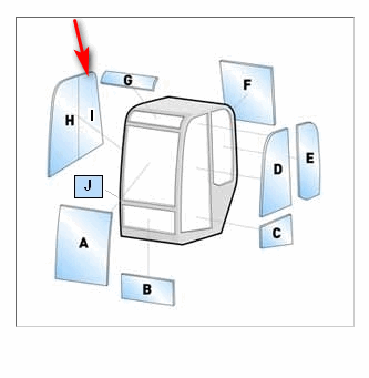 Скло бокове праве заднє міні екскаватора Pel Job EB150XT, EB200XT, EB250XT, EB300XT 7416894 фото