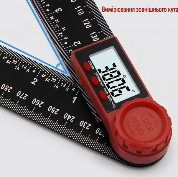 Цифровий електронний кутомір 200 мм (транспортир-лінійка з дисплеєм) &mdash; інструмент для вимірювання кутів 33030601529 фото