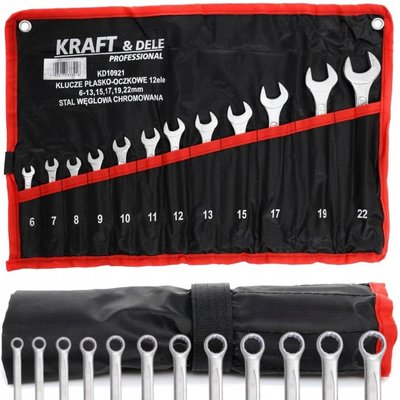 Набір ріжково-накидних ключів 12 шт. 6-22 мм Kraft&Dele KD10921 12132270021 фото