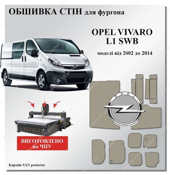 Обшивка стіни Opel Vivaro L1 SWB 2002-2014 вологостійка фанера, бюджетне рішення OPEL-14 фото