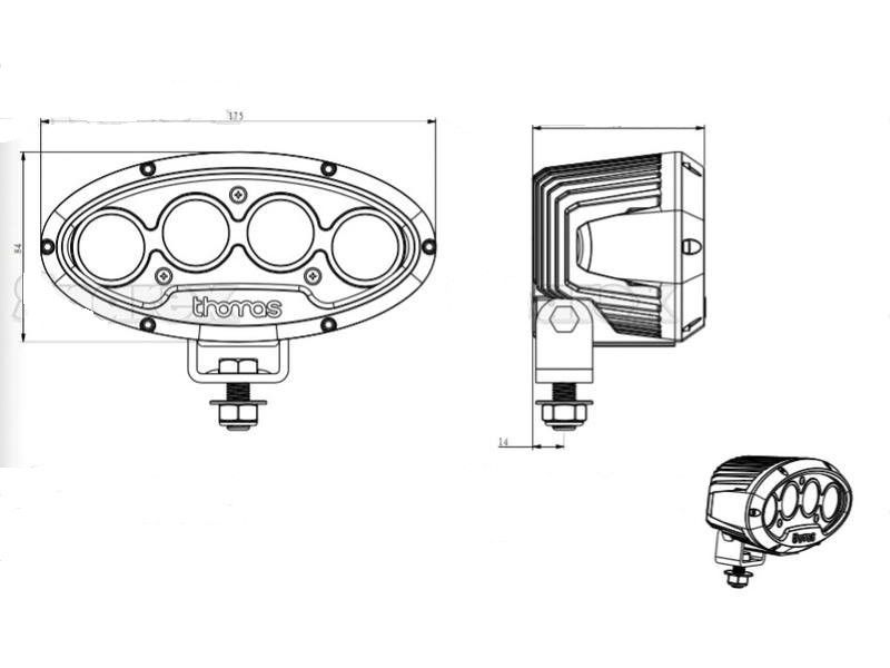 Фара робочого світла LED трактор John Deere 4000 lu Thomas Led HP4 AL205913 фото