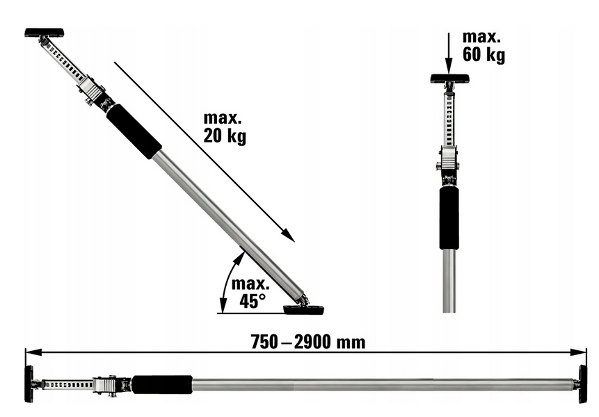 Подпора для монтажа потолков 1600-2900 мм BESSEY ST290 телескопическая опора 7259955680 фото