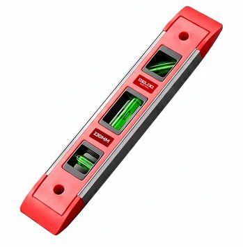 Компактный магнитный уровень DELIXI ELECTRIC 230 мм (бытовой, 3 капсулы, алюминий и ПВХ) &mdash; Мини уровень строительный 886622 фото