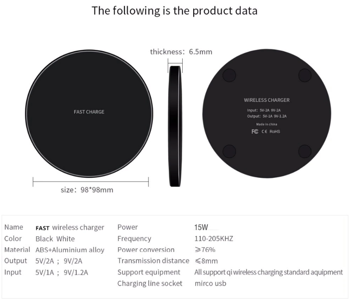 Бездротовий зарядний пристрій Qi, 30 Вт, для iPhone 11 12 X XR XS Max 8, Samsung 4000783111000 фото