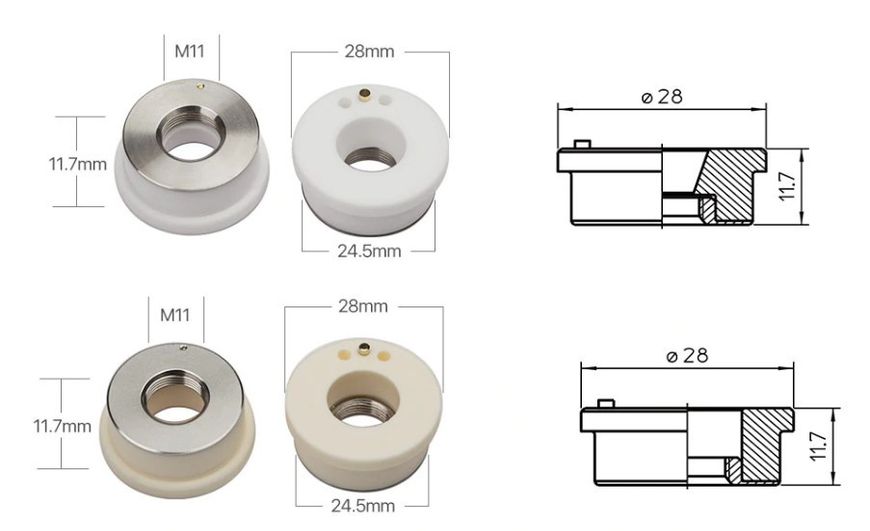 Керамічний тримач сопла лазера 28 мм OEM Precitec P0571-1051-00001, P0571-260-00001 32812231730 фото