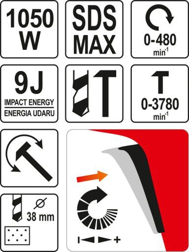 Перфоратор SDS-MAX YATO YT-82130 7291710324 фото