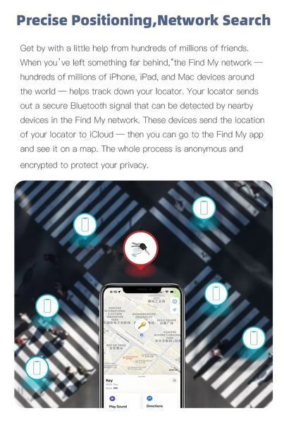 Міні-пристрій GPS-трекер стеження Bluetooth для Apple Find My APP Smart Tag 674764 фото