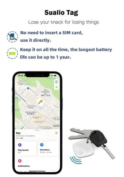 Міні-пристрій GPS-трекер стеження Bluetooth для Apple Find My APP Smart Tag 674764 фото