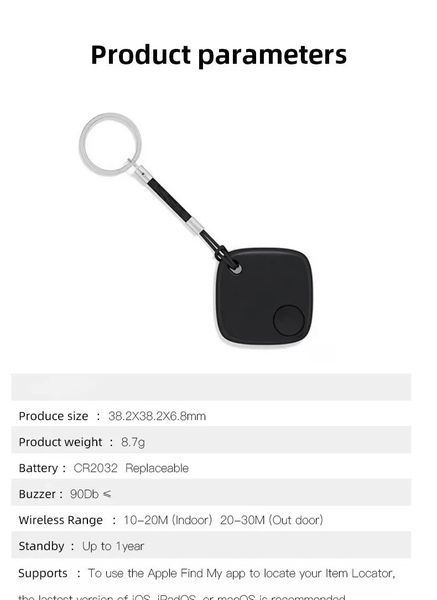 Міні-пристрій GPS-трекер стеження Bluetooth для Apple Find My APP Smart Tag 674764 фото