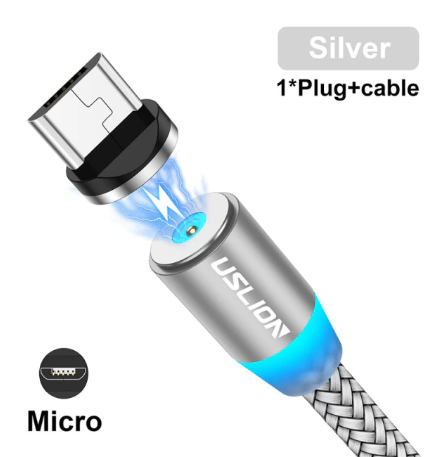 Магнітний Micro USB кабель 1м для зарядки телефону USLION 1005002231745991-1M фото