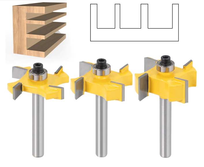 Набір фрез кромочних фальцевих 4 леза по дереву (хвостовик 6 мм) 3 шт. F528 фото
