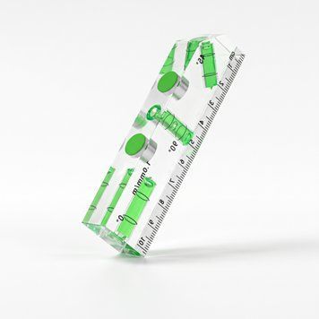 Акриловый мини-уровень 10 см (с магнитами, 3 капсулы 0&deg;/45&deg;/90&deg; и миллиметровой шкалой) - Многоугольный спиртовой уровень-торпедо 330011 фото