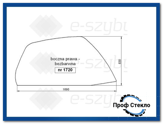 Стекло Manitou - MHT 10120L 10160 7140 860L, MLT 629.120LS 633.120T 633TLS 634.120LSU 634T - правая сторона 1720 фото