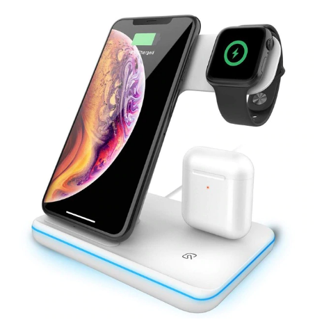 Бездротовий зарядний пристрій 3 в 1 Qi 15 Вт, Apple Watch iWatch 7 6 AirPods Pro iPhone 13 12 11 XS / XR / 8 4000509696346 фото