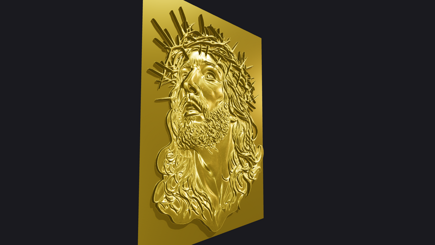 Ікона Ісус у терновому вінку 3D STL модель для ЧПУ (рельєф для різьблення по дереву) DC-004 фото