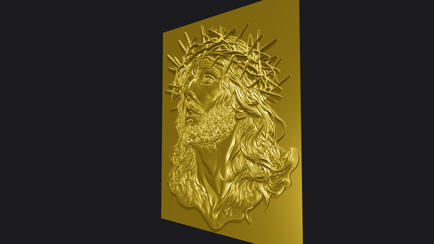 Ікона Ісус у терновому вінку 3D STL модель для ЧПУ (рельєф для різьблення по дереву) DC-004 фото