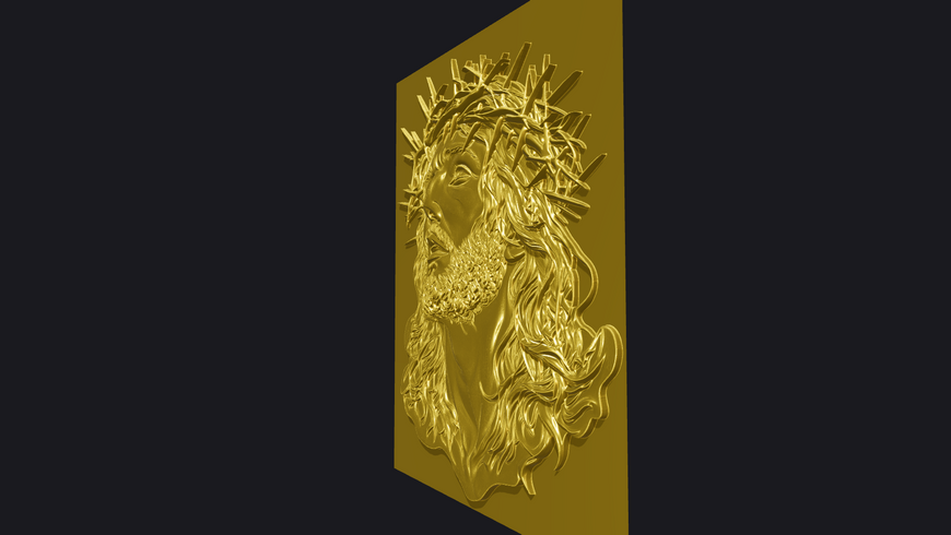 Ікона Ісус у терновому вінку 3D STL модель для ЧПУ (рельєф для різьблення по дереву) DC-004 фото