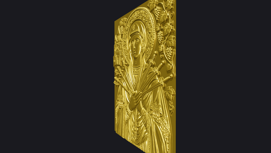Ікона Святої Богородиці Семистрільна 3D STL модель для ЧПУ (рельєф для різьблення по дереву) DC-005 фото