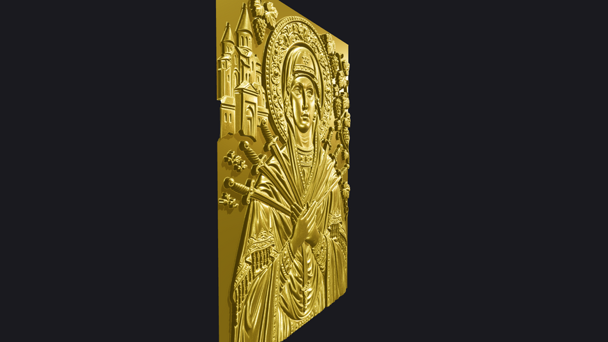 Ікона Святої Богородиці Семистрільна 3D STL модель для ЧПУ (рельєф для різьблення по дереву) DC-005 фото