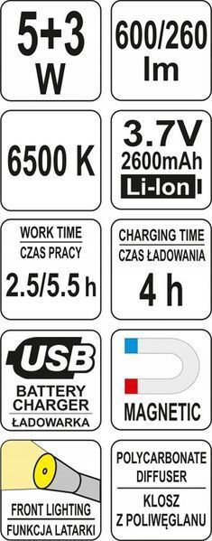 Ліхтар світлодіодний акумуляторний LED YATO YT-08518 11077595674 фото