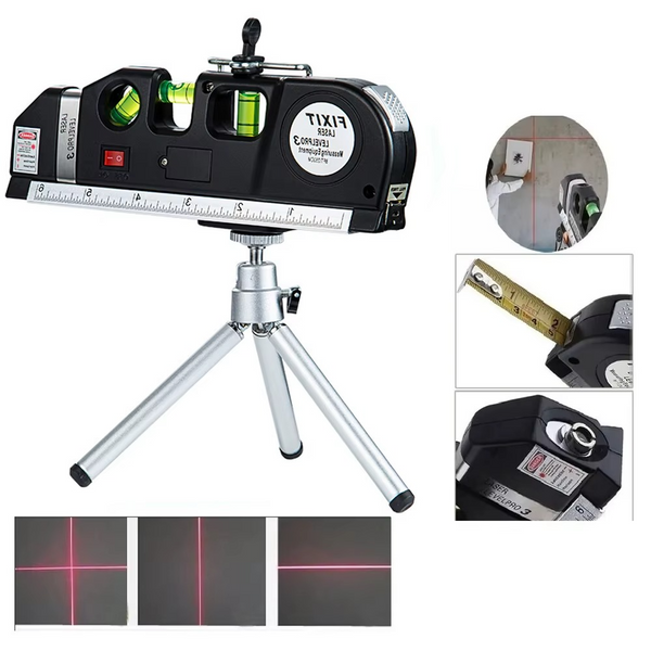 Лазерний рівень Fixit Laser Level Pro + штатив 3 в 1 лазерний рівень, рідинний рівень, рулетка 6940910453 фото
