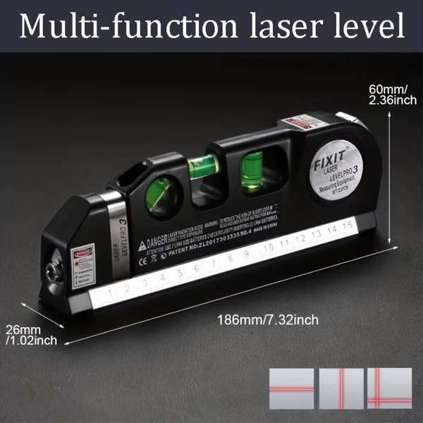 Лазерний рівень Fixit Laser Level Pro + штатив 3 в 1 лазерний рівень, рідинний рівень, рулетка 6940910453 фото