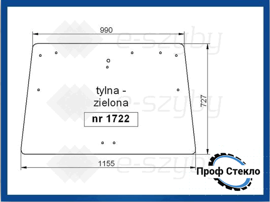 Стекло Kubota M95S M105S M4900 M5700 M6800 M8200 M9000 заднее 1722 фото