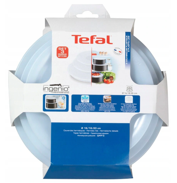 Набір кришок Tefal Ingenio 16, 18, 20 см L9019222 9679538310 фото