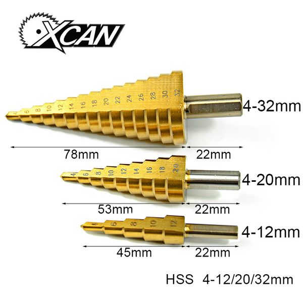 Набір ступінчасті свердла по металу з титановим покриттям 4-12 мм 4-20 мм 4-32 мм 3 шт. 32689427256 фото