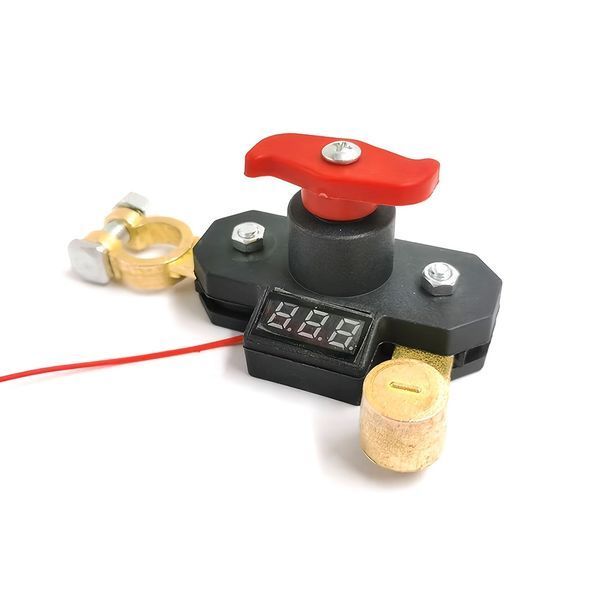 Поворотний вимикач маси акумулятора 12V / 24V із цифровим вольтметром і мідними контактами &mdash; Автомобільний роз'єднувач маси 335577 фото