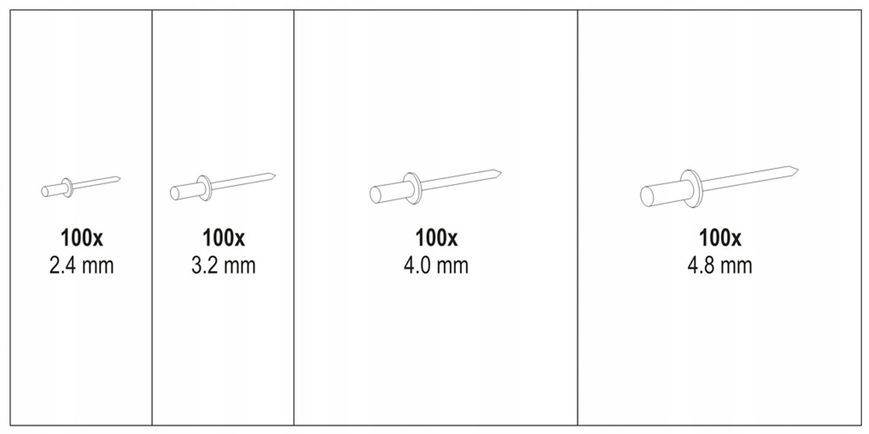 Заклепки витяжні 2,4 3,2 4,0 4,8 400 шт. 13063104448 фото