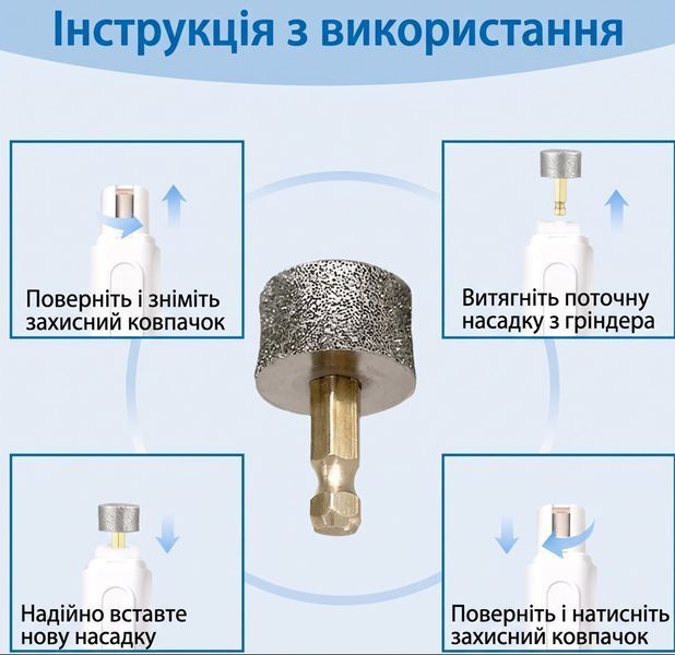 Алмазная сменная насадка для гриндера (шлифовка когтей) &mdash; сменная головка для триммера собак и кошек 556644 фото