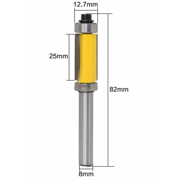 Фреза кромочная прямая с двойным подшипником Ø12.7х82 мм (хвостовик 8 мм) F726 фото