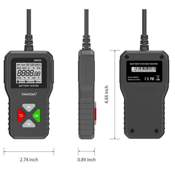 Тестер автомобільних акумуляторів KINGBOLEN BM550 1005003477765500 фото