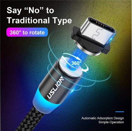 Зарядка магнитный кабель 2м USB-iOS Type-C Micro-USB (Black) 1005002231745991-2M фото