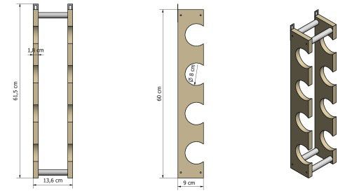 Винная полка деревянная RW-18 1x4 6953133265 фото