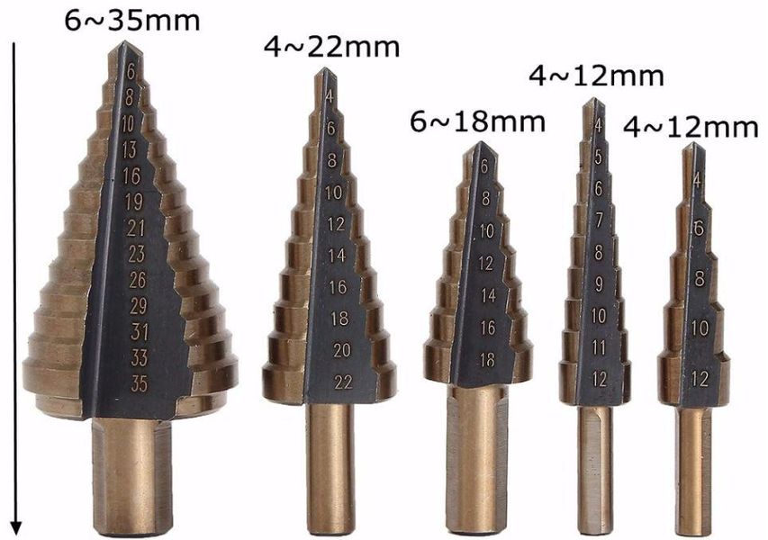 Набір ступінчатих свердел по листовому металу та пластику. 6770134888 фото