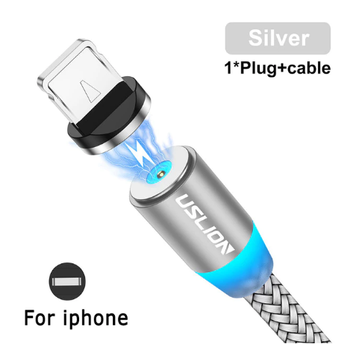 Зарядка магнітний кабель 2м USB-iOS Type-C Micro-USB (Silver) 1005002231745991-2M фото