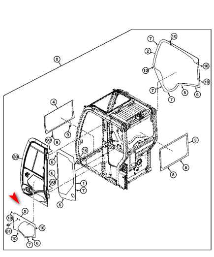 Скло двері ліве нижнє екскаватора John Deere 75D, 135D, 225DLC 4664387 фото