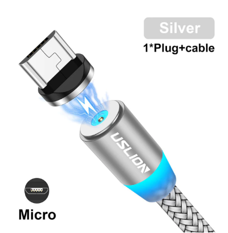 Магнітний Micro USB кабель 2м для зарядки телефону USLION 1005002231745991-2M фото