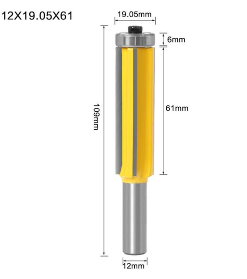 Фреза по дереву кромочна пряма з нижнім підшипником Ø19.05 мм (хвостовик 12 мм) F735 фото