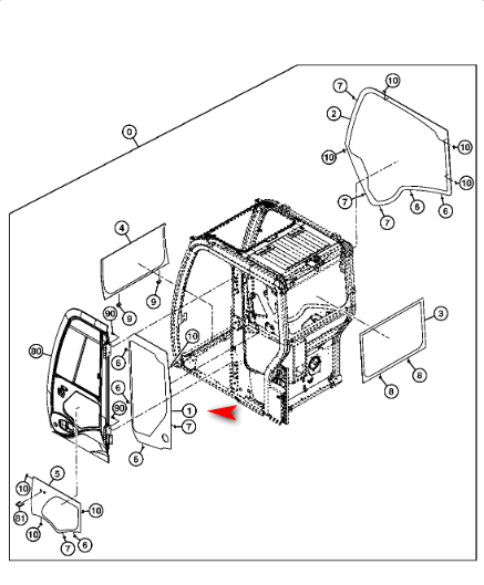 Скло бокове ліве екскаватора John Deere 75D, 135D, 225DLC 1406 фото