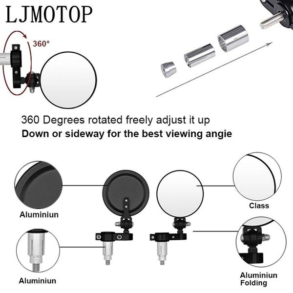 Дзеркала для мотоцикла пара для HONDA, SUZUKI, YAMAHA, KAWASAKI, HARLEY, DAVIDSON 4000439852245-Z111 фото